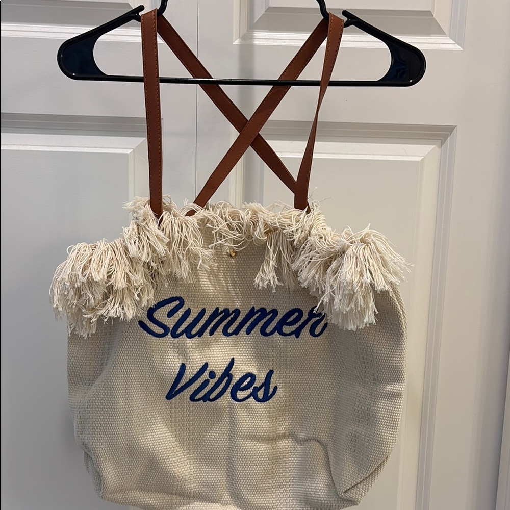 NWOT Summer Vibes Tote Bag with Fringe